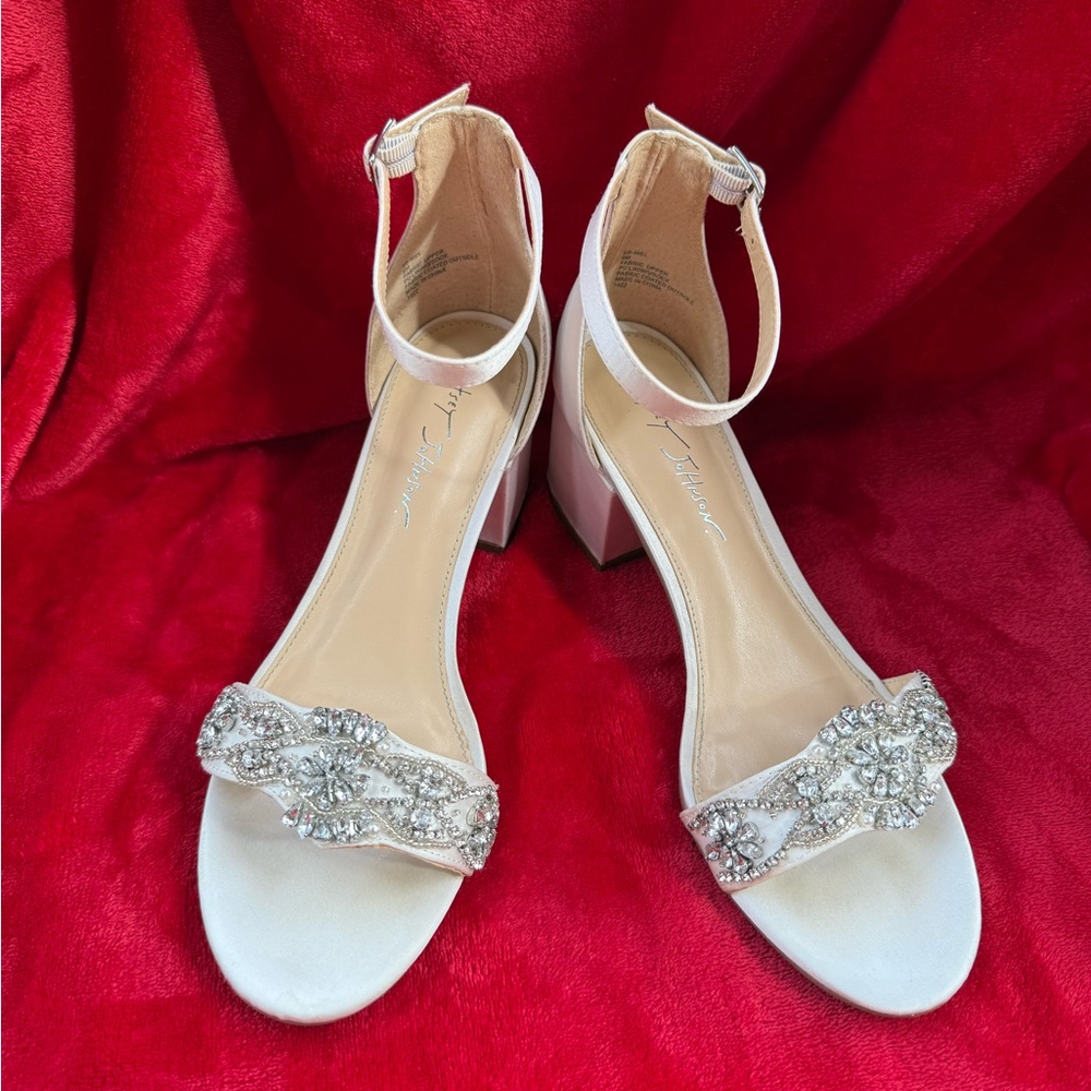 Betsey Johnson blue bottom Ivory Ankle Strap Heels